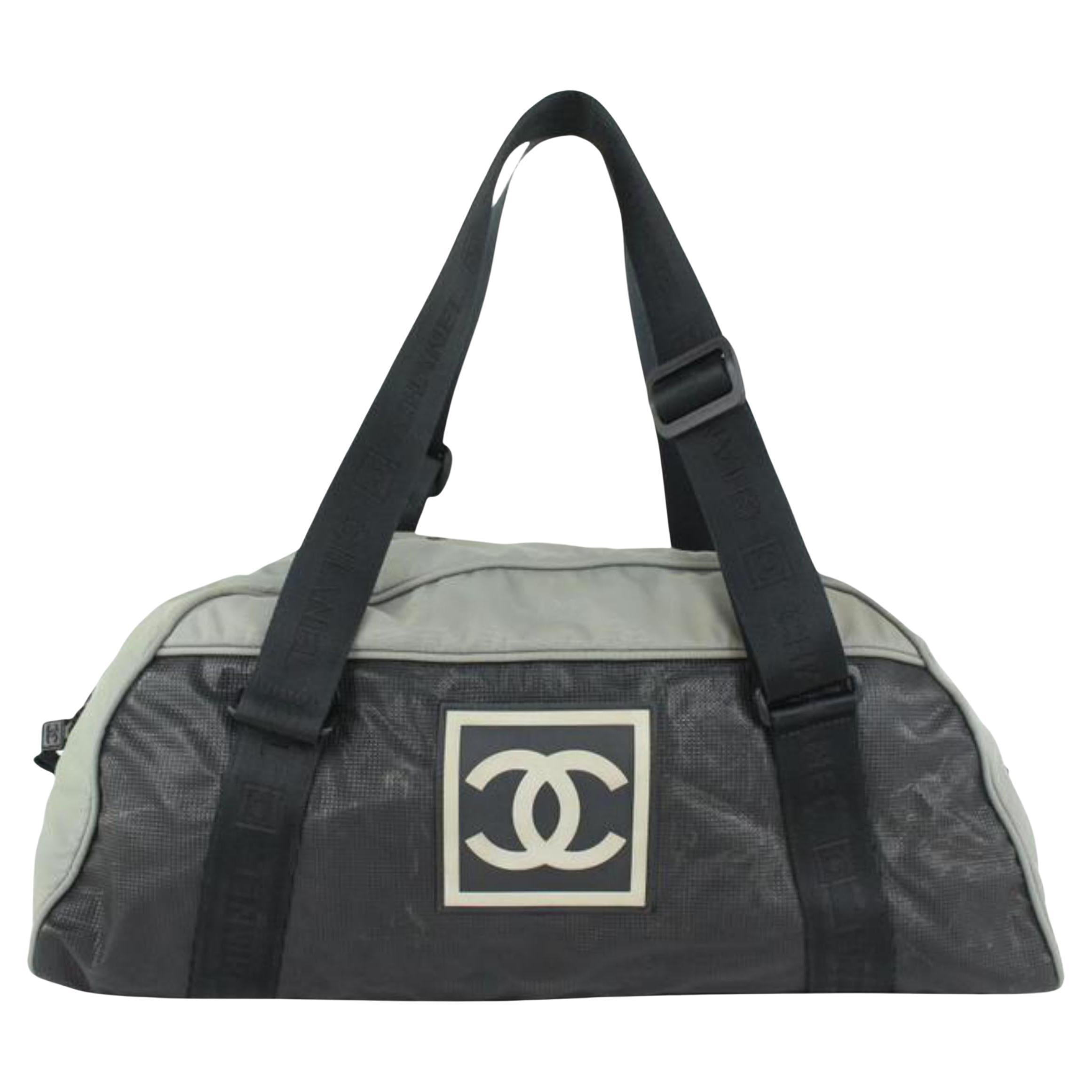 Chanel Grey Sports Line CC Logo Boston Duffle Gym Bag 1020cc50