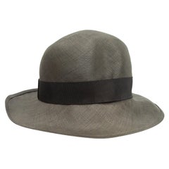 Chanel Grey Straw Wide Brim Hat