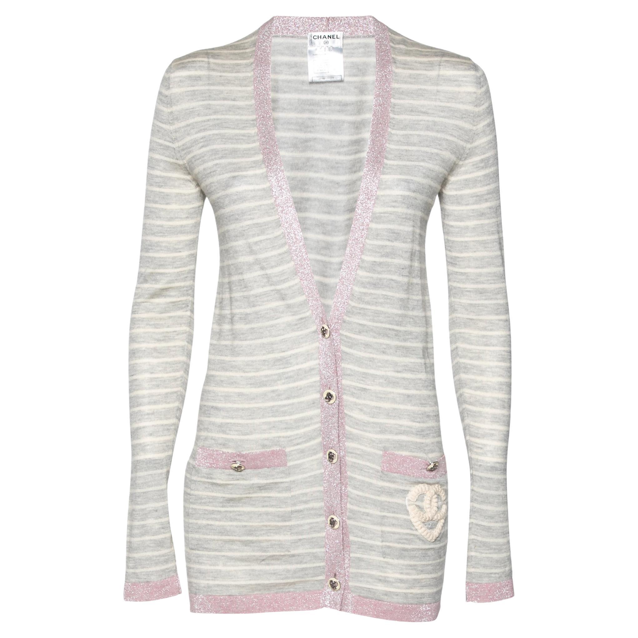 CHANEL, Sweaters, Chanel Classic Authentic Stripe Runway Pink Gray