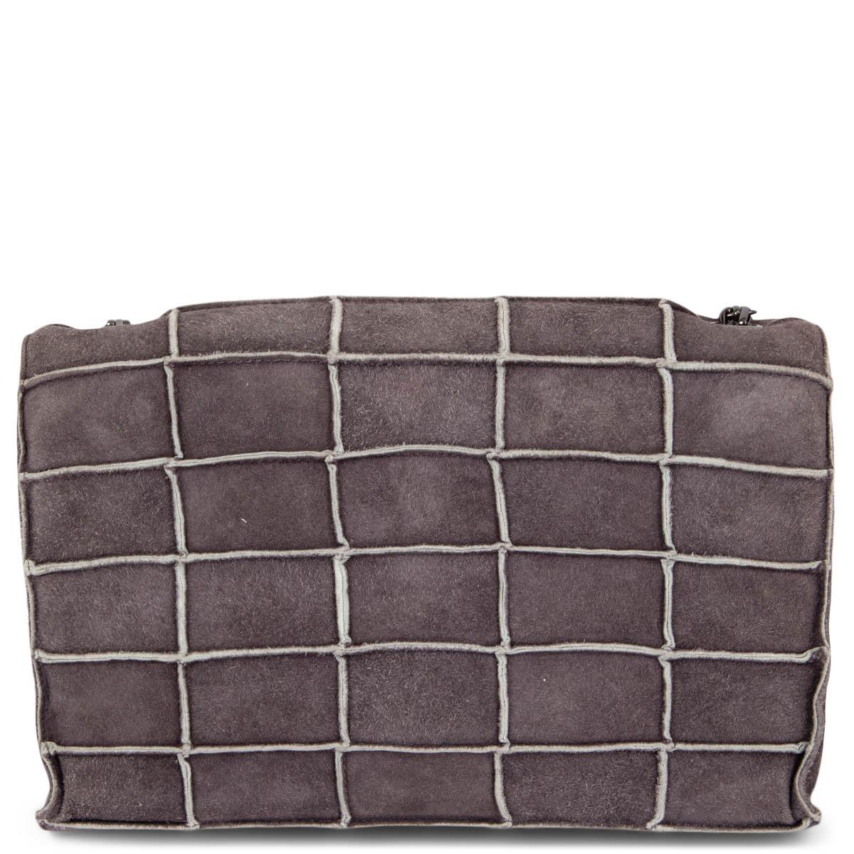 Women's CHANEL grey suede 1997-99 255 REISSUE PATCHWORK FLAP Shoulder Bag For Sale