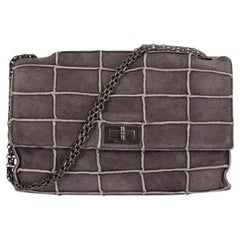 Vintage CHANEL grey suede 1997-99 255 REISSUE PATCHWORK FLAP Shoulder Bag