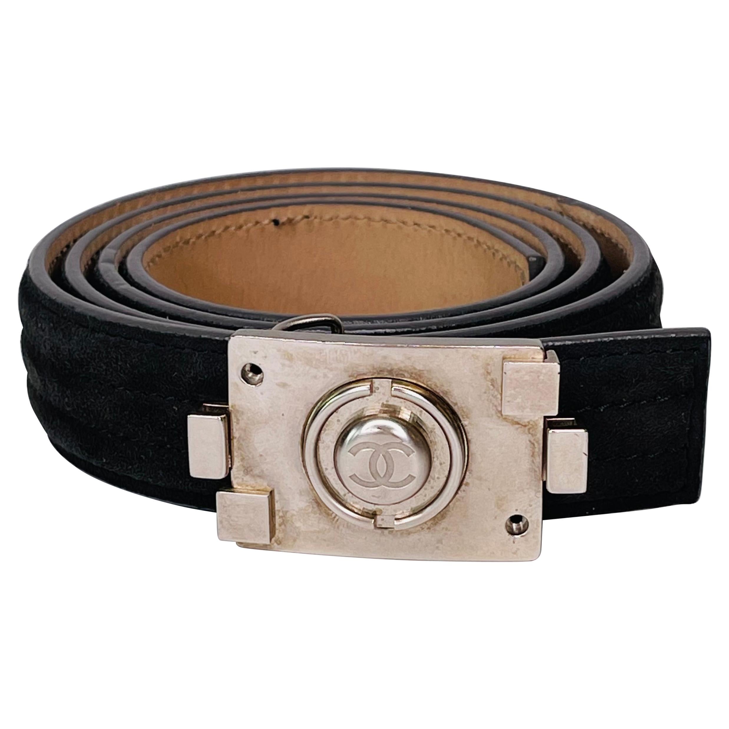 Chanel Grey Suede Boy Belt (Size 95/38)