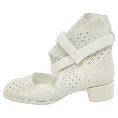 Chanel Grey Suede Cut Out Ankle Boots Size 37