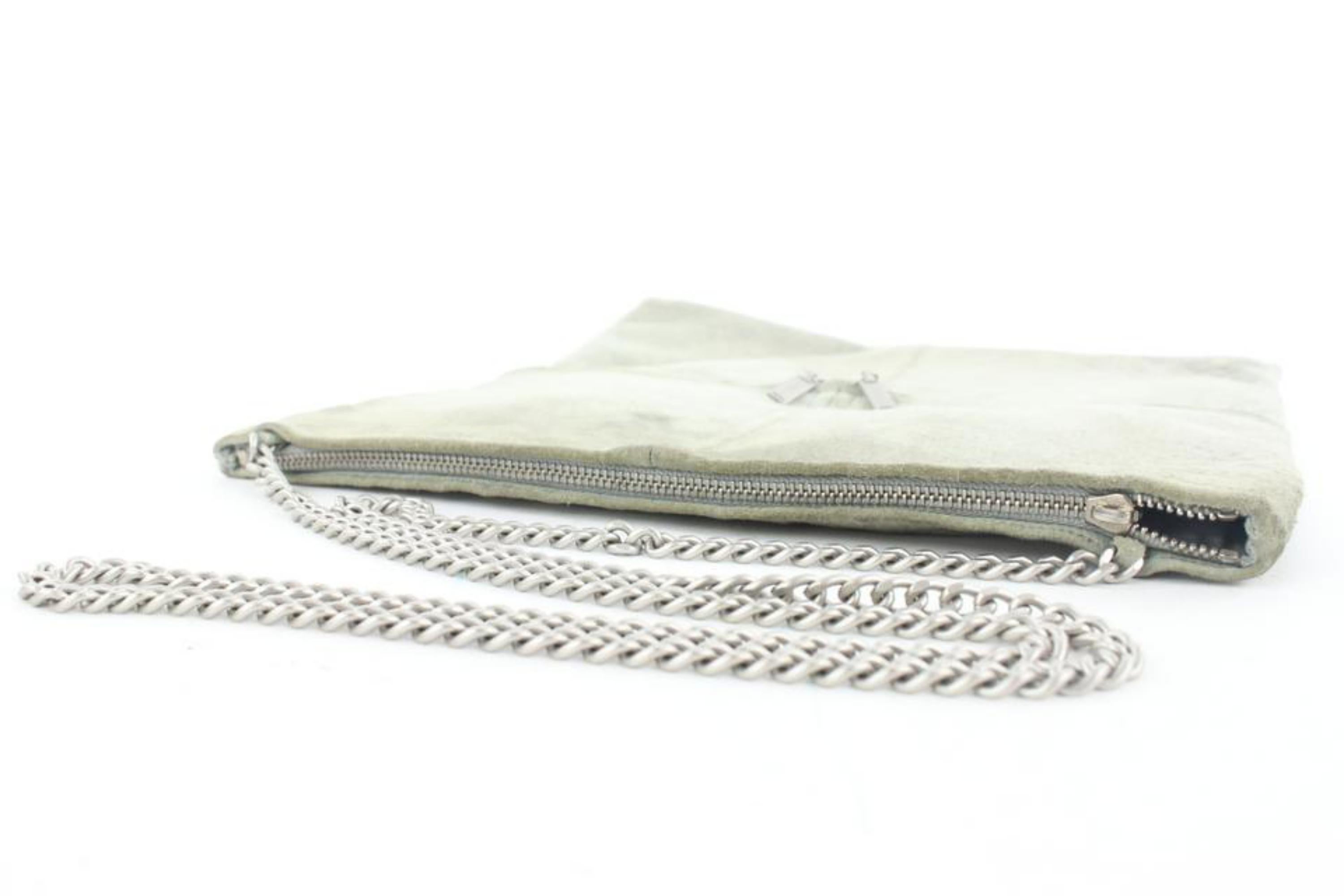 Chanel Grey Suede Flat Chain Crossbody Bag 1c815a For Sale 2