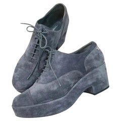 Chanel Zapatos de plataforma Oxford de ante gris Sz.40.5