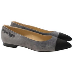 Chanel grey suede point-toe flat pumps SIZE 36