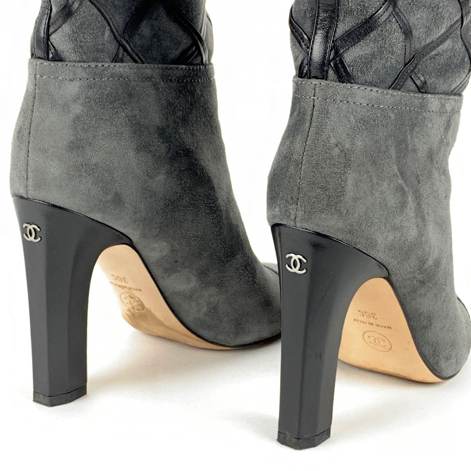 chanel grey boots