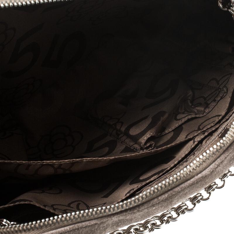 Chanel Grey Suede Shoulder Bag 1