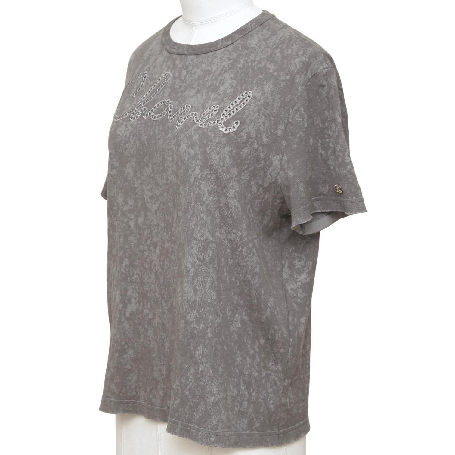 Gray CHANEL Grey T-Shirt Top Shirt Short Sleeve Crew Neck Tie-Dye 34/36 2020