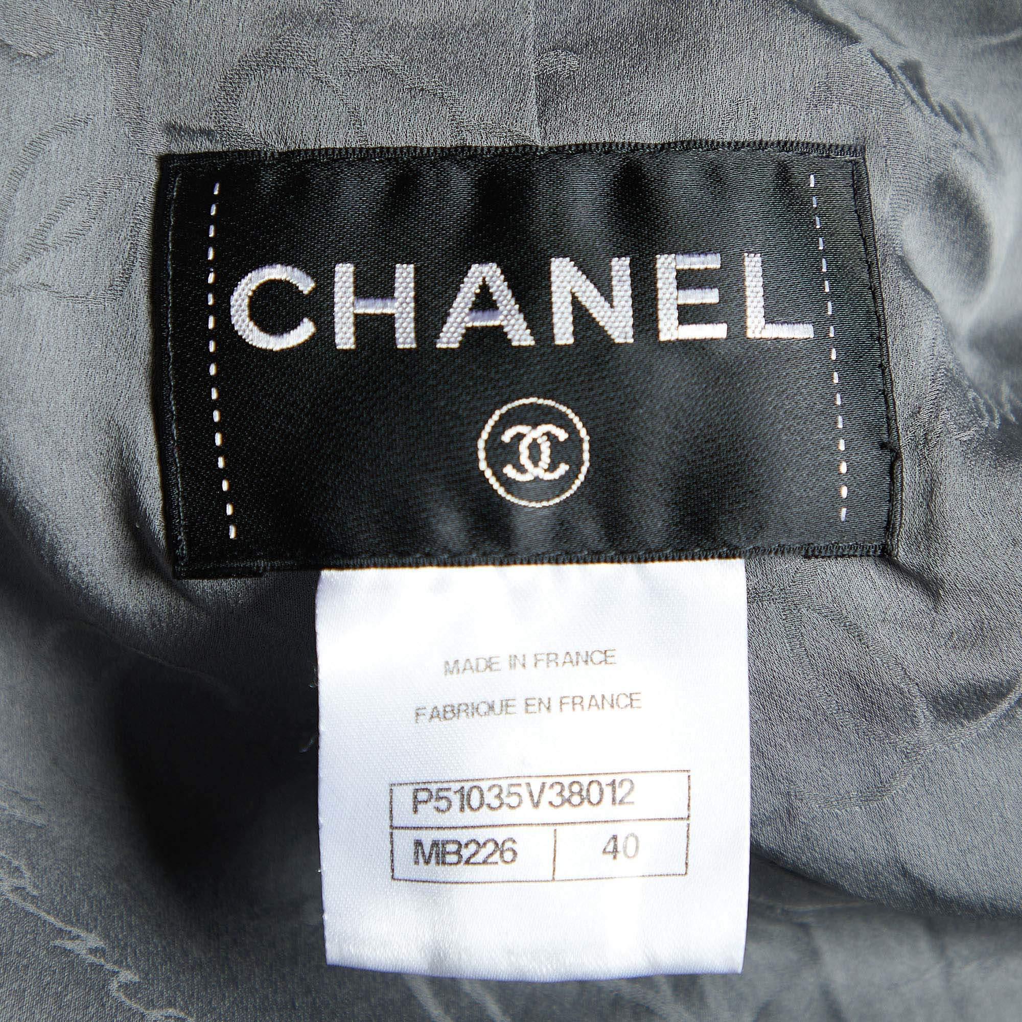Chanel Grey Textured Double Breasted Short Sleeve Coat M 1