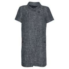 Chanel Grey Textured Double Breasted Short Sleeve Coat M