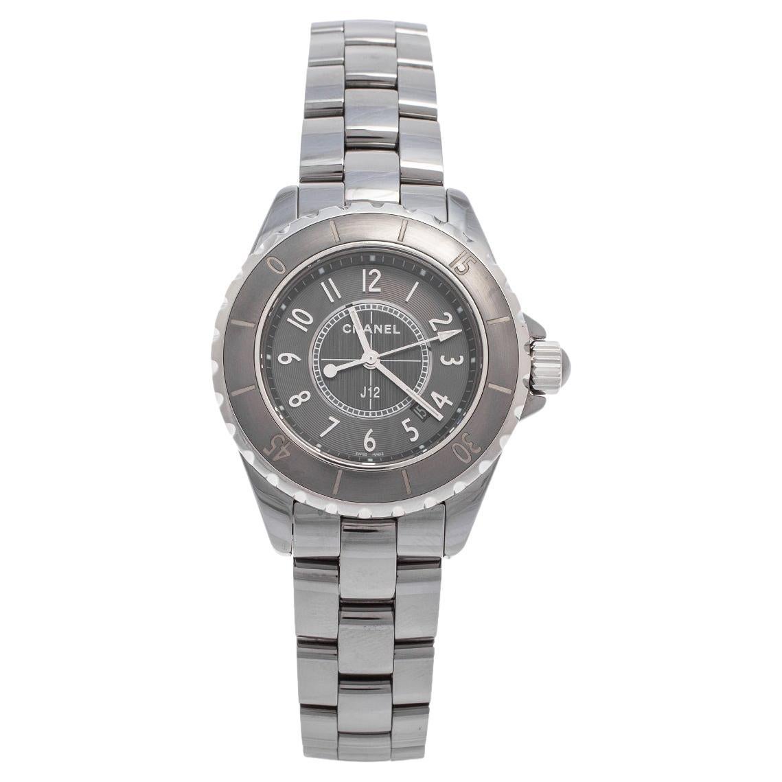 Chanel Grey Titanium Ceramic J12 H2978 Women's Wristwatch 33 mm For Sale at  1stDibs