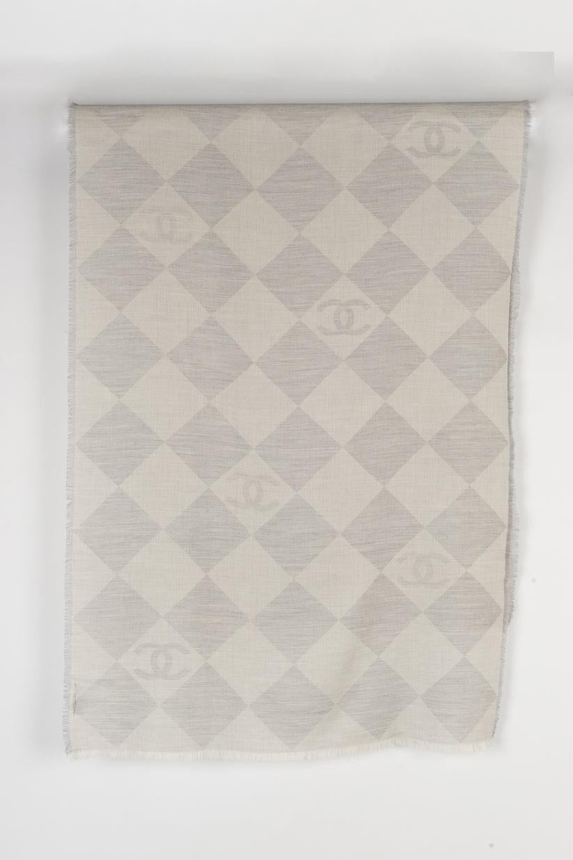 Gray Chanel Grey-tone Cashmere Large Stole For Sale