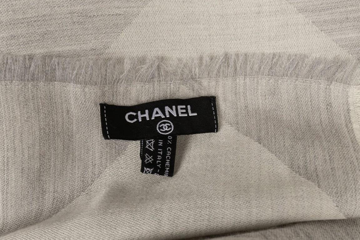 Chanel Grey-tone Cashmere Large Stole For Sale 1