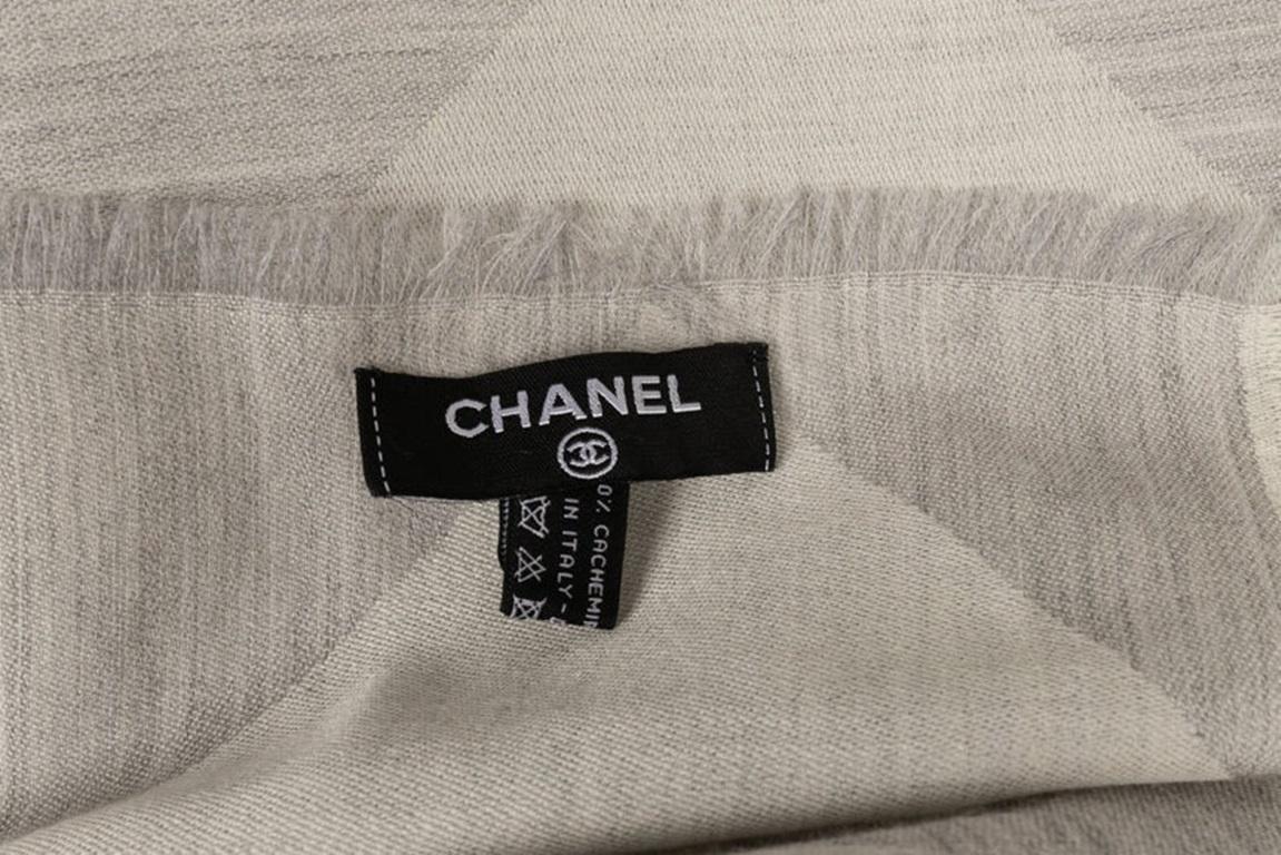 Chanel Grey-tone Cashmere Large Stole For Sale 2