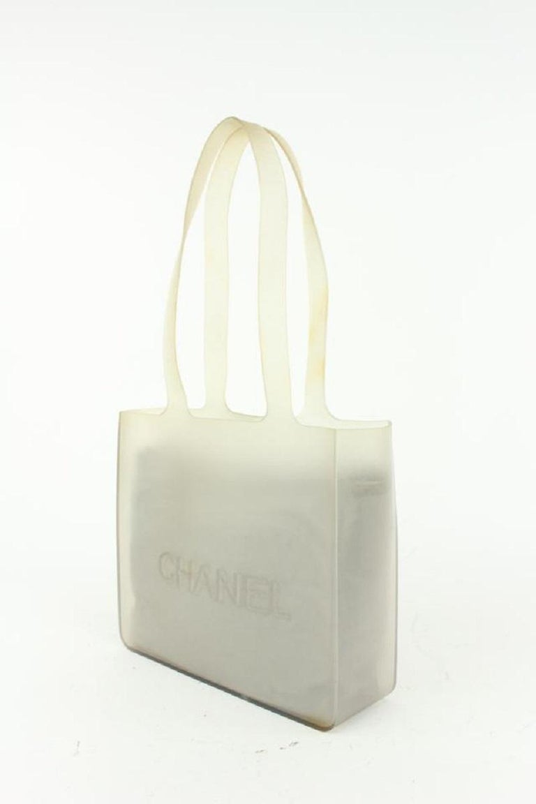 Chanel Grey Translucent Rubber Logo Jelly Tote Bag 927ca44