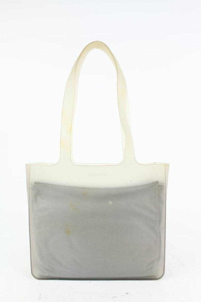 Women's Chanel Grey Translucent Rubber Logo Jelly Tote Bag 927ca44 For Sale