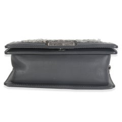 Chanel Grey Tweed Black Calfskin Small Boy Bag