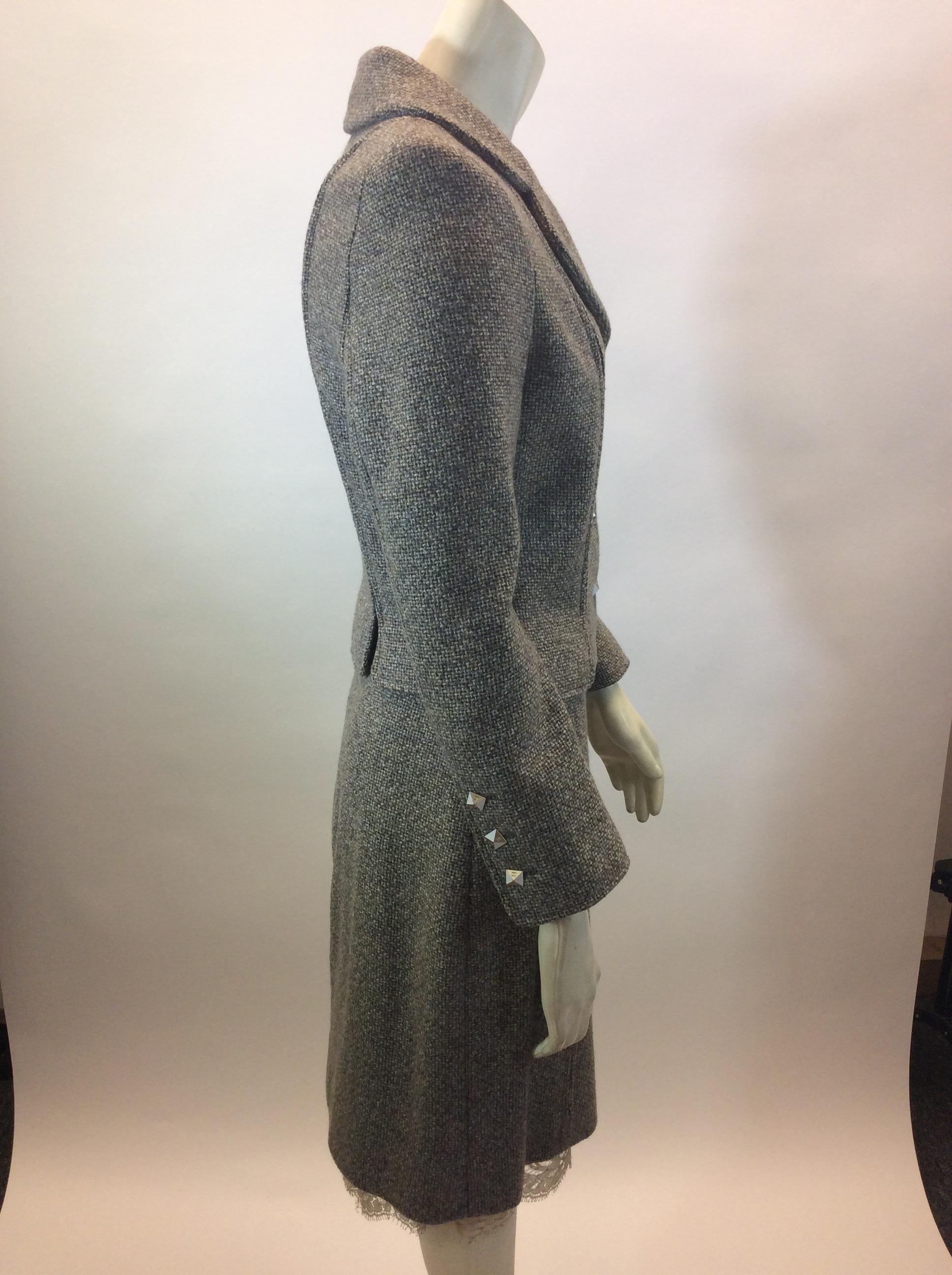 Gray Chanel Grey Tweed Two Piece Skirt Suit