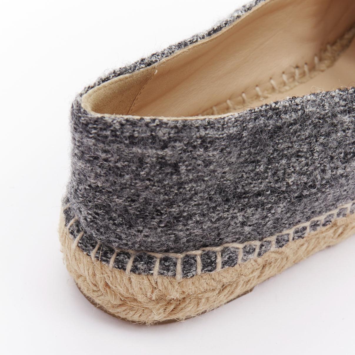 CHANEL grey tweed velvet CC logo toe cap espadrille shoes EU38 For Sale 3