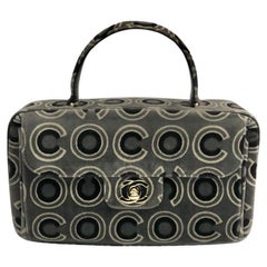 Chanel grey velvet Coco flap handle bag