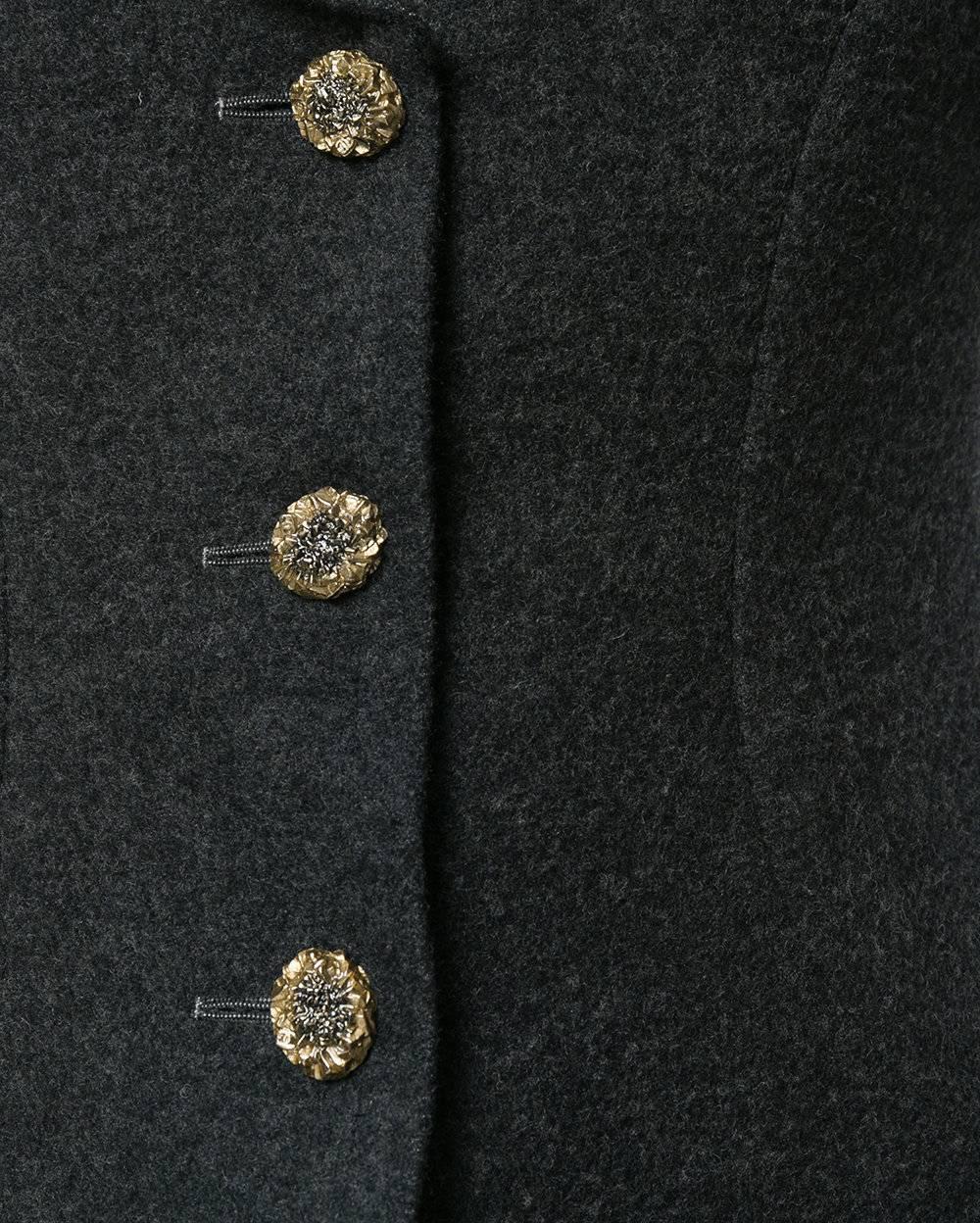 Black Chanel Grey Vest-Overcoat Dress, 2000s