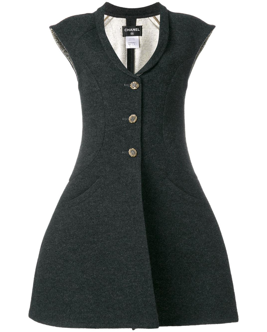 Chanel Grey Vest-Overcoat Dress, 2000s In Excellent Condition In Lugo (RA), IT