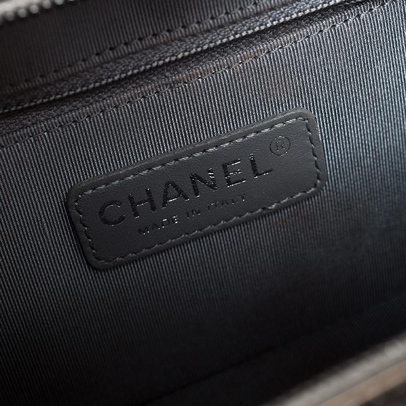 Chanel Grey Vinyl and Leather Small Coco Boy Camera Case Bag 2