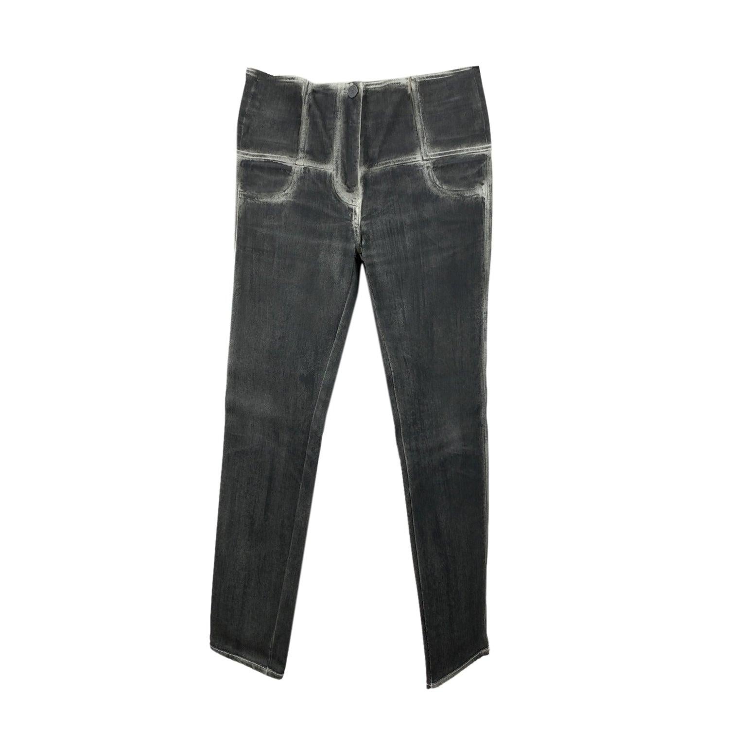 Chanel Grey Washed Out Denim Jeans Pants with Zip Size 38 FR For Sale
