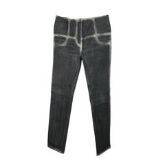 Chanel - Pantalon en jean gris délavé avec fermeture éclair, taille 38 FR