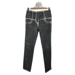 Used Chanel Grey Washed Out Denim Jeans Pants with Zip Size 38 FR