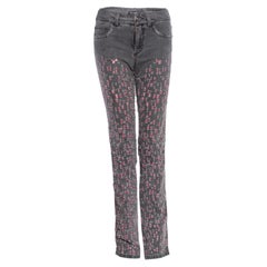 Chanel, Grey washout jeans with pink teared details