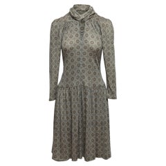 Chanel Grey & White Fall 2001 Wool Coco Print Dress