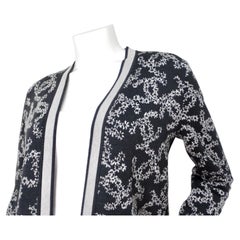 Chanel Grey & White Interlocking CC Logo Knit Cardigan