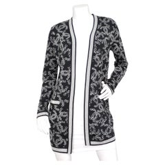 Chanel Grey & White Interlocking CC Logo Knit Cardigan