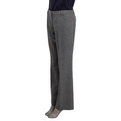 CHANEL grey wool 2005 05A WIDE LEG Pants 42 L