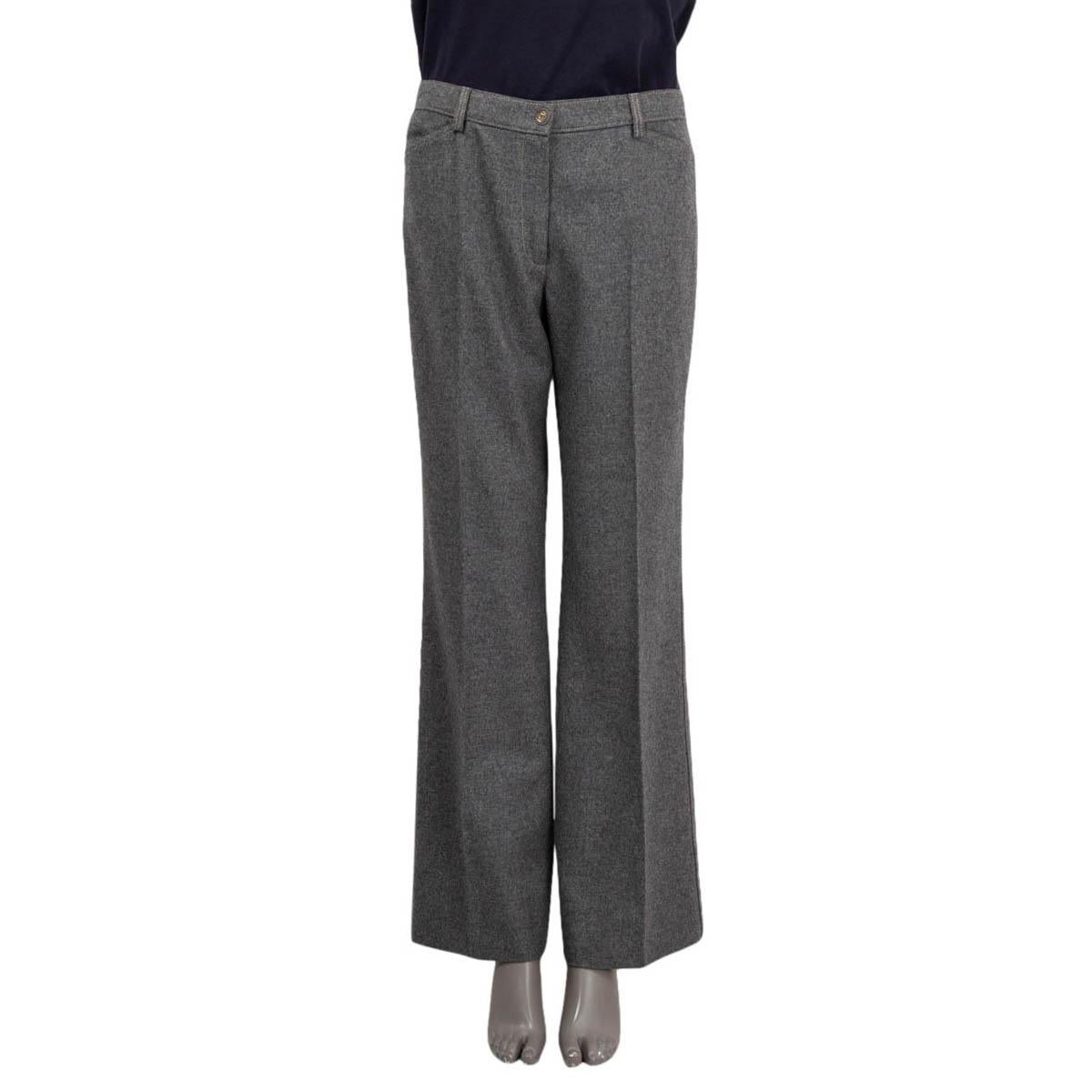 CHANEL - Pantalon à griffes en laine grise 2005 05A, 42 L