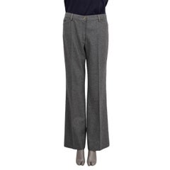 CHANEL grey wool 2005 05A WIDE LEG Pants 42 L