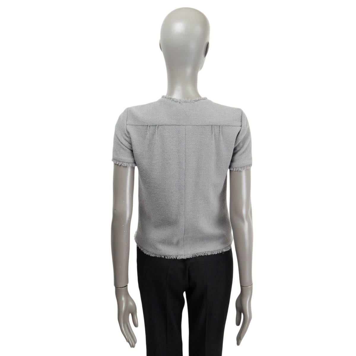 Women's CHANEL grey wool 2008 COCO LINE SHORT SLEEVE TWEED Jacket 36 XS 08C