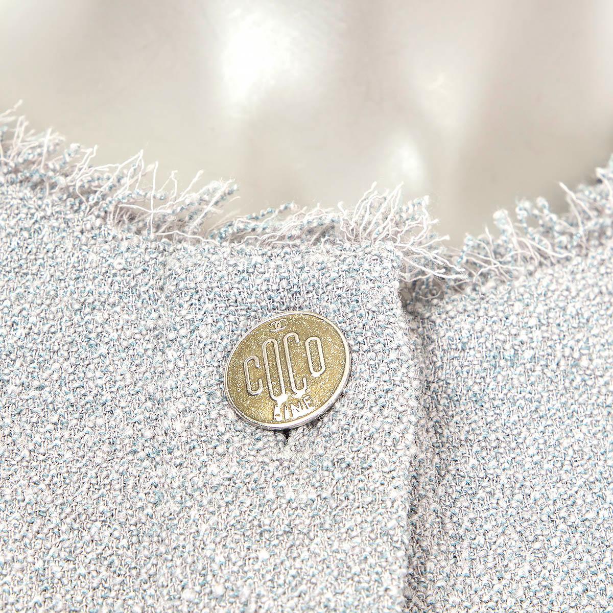 CHANEL grey wool 2008 COCO LINE SHORT SLEEVE TWEED Jacket 36 XS 08C 1