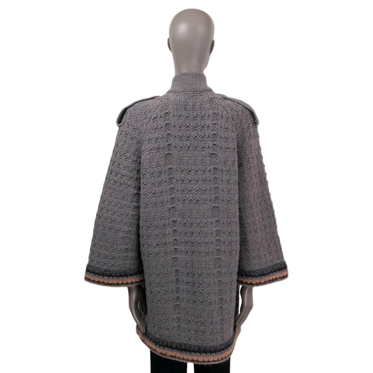 Women's CHANEL grey wool 2013 13A EDINBURGH OVERSIZED KNIT Coat Jacket 36 XS