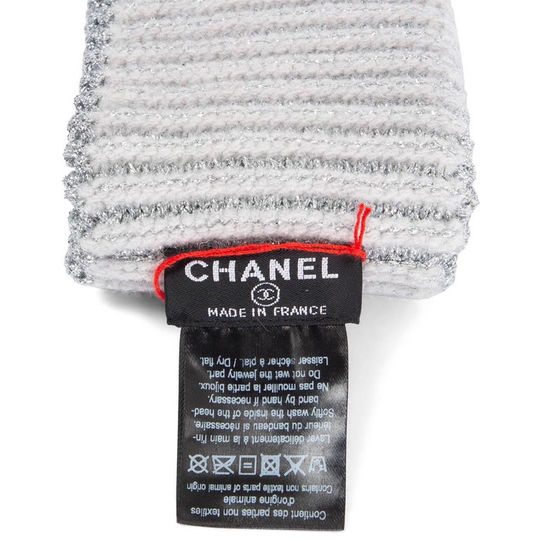 CHANEL  2017 17K PEARL & CRYSTAL  HEADBAND 64919 auth CHANEL grey wool 2017 17K PEARL & CRYSTAL  main image 4