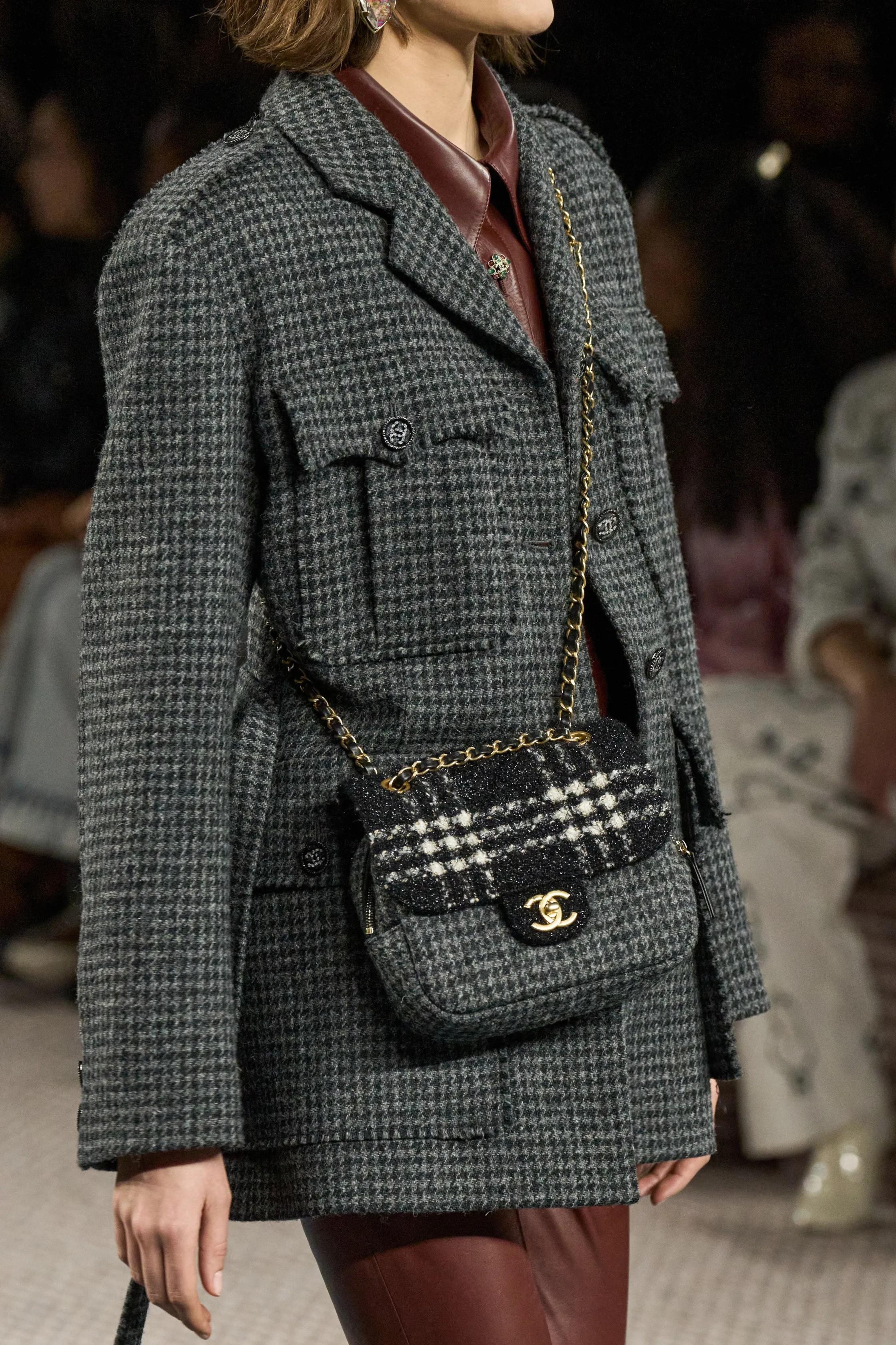 CHANEL grey wool 2022 22K HOUNDSTOOTH TWEED OVERSIZED Jacket 42 L 6
