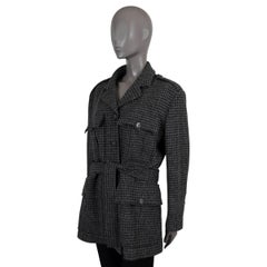 CHANEL grey wool 2022 22K HOUNDSTOOTH TWEED OVERSIZED Jacket 42 L