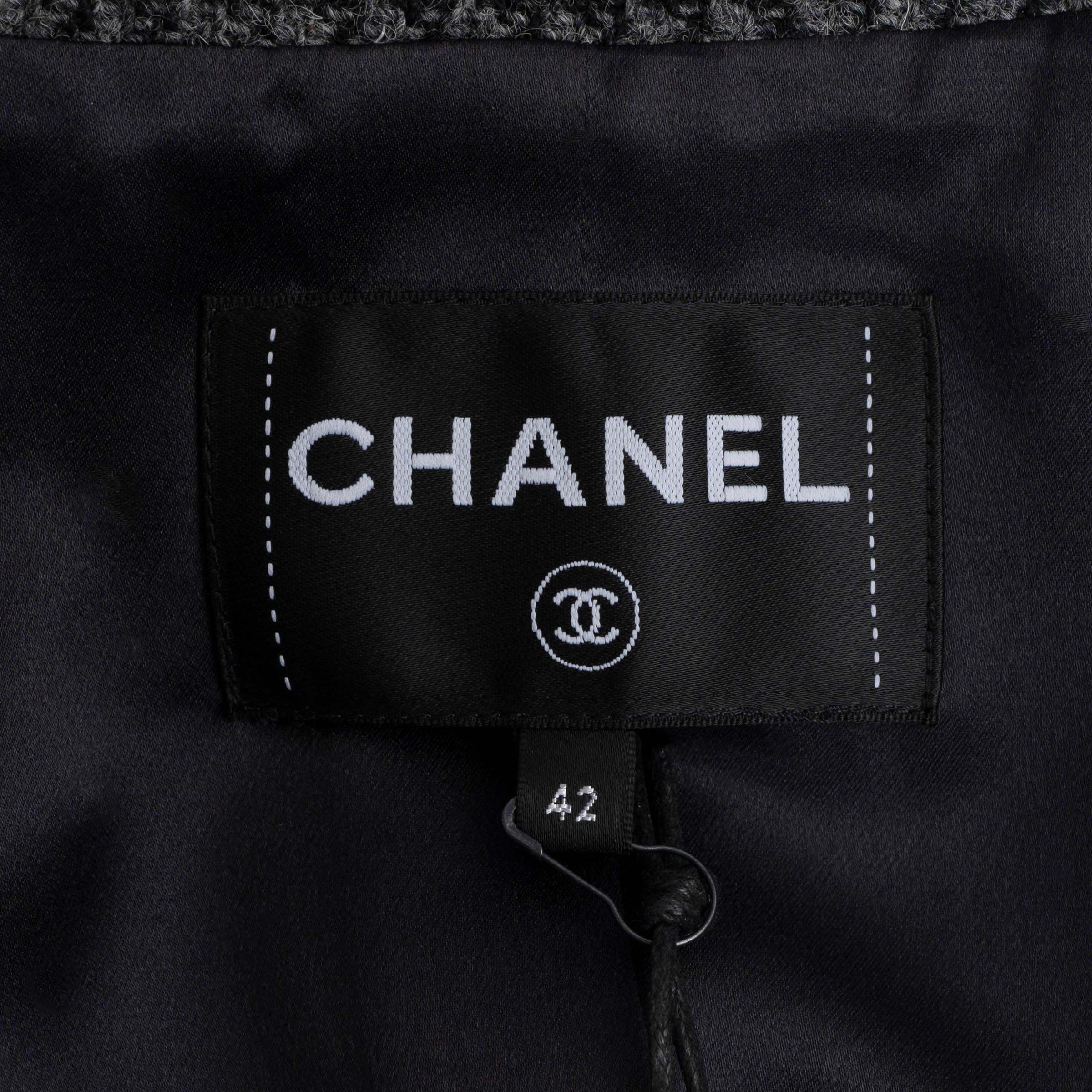 CHANEL grey wool 2022 22K HOUNDSTOOTH TWEED OVERSIZED Jacket 42 L 3
