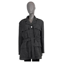 CHANEL grey wool 2022 22K HOUNDSTOOTH TWEED OVERSIZED Jacket 42 L