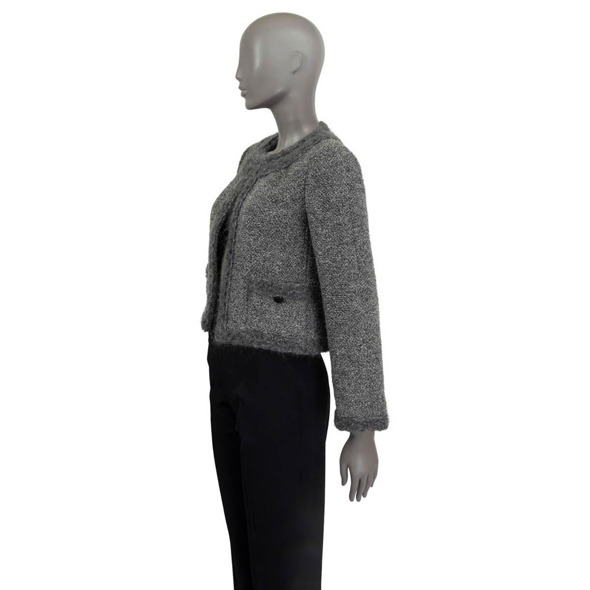 Women's CHANEL grey wool & alpaca 1998 OPEN KNIT Jacket 36 XS