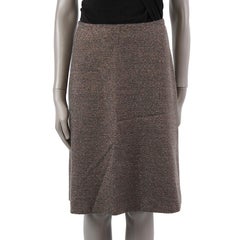 CHANEL grey wool blend LUREX HIGH WAISTED A-LINE Skirt S