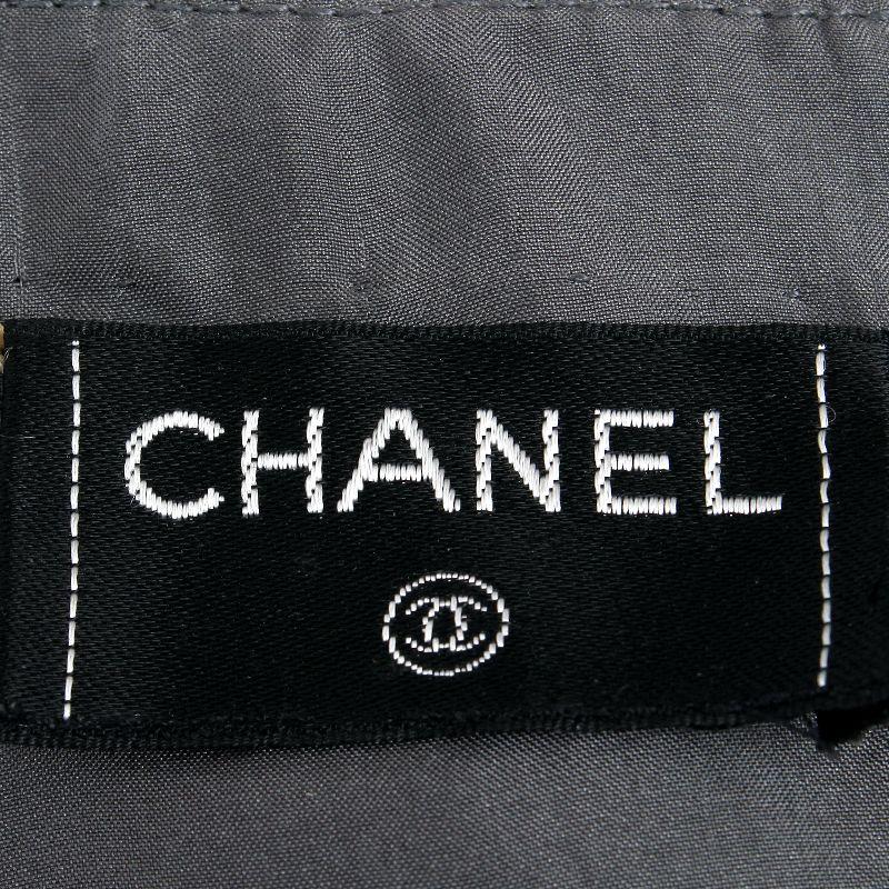 Black CHANEL grey wool blend LUREX HIGH WAISTED A-LINE Skirt S For Sale