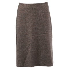 CHANEL Grauer Wollmischung LUREX HIGH WAISTED A-LINE Rock S